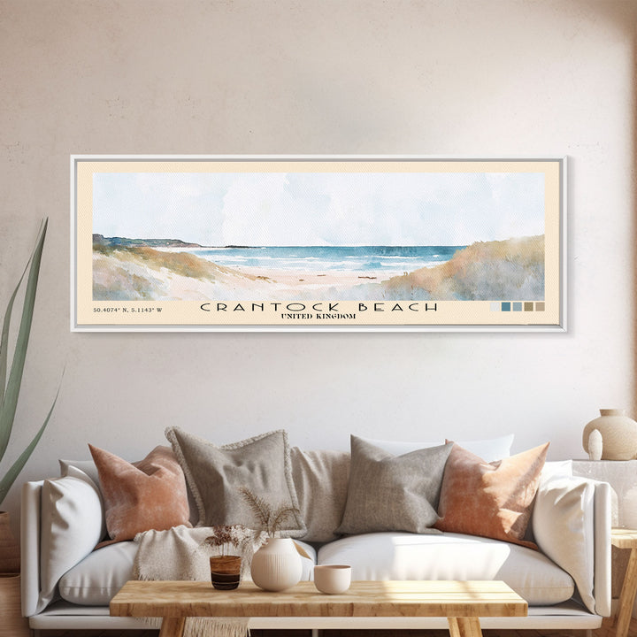 Crantock Beach, United Kingdom Watercolor Print, Vacation Gift, United Kingdom Wall Art, Beach Painting, Beach Decor, Beach Or Lakehouse Art