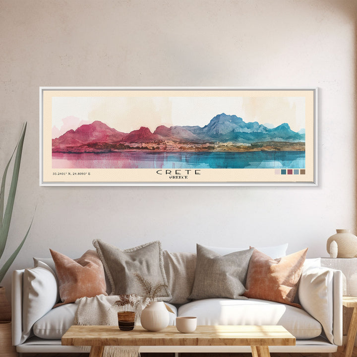 Crete, Greece Watercolor Beach Print, Vacation Gift, Greece Wall Art, Beach Painting, Beach Decor, Beach Painting