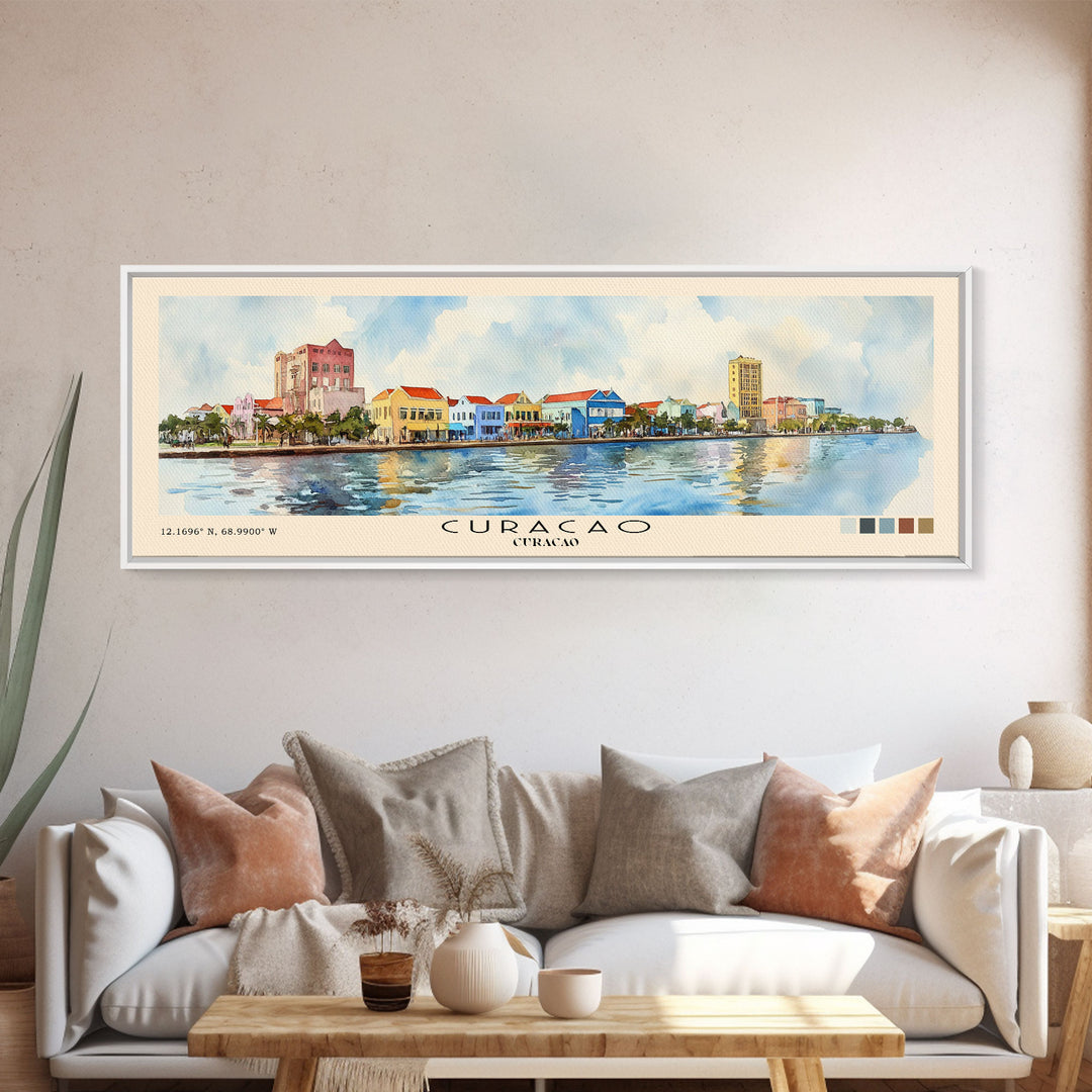 Curacao, Curacao Watercolor Beach Print, Vacation Gift, Curacao Wall Art, Beach Painting, Beach Decor, Beach Painting