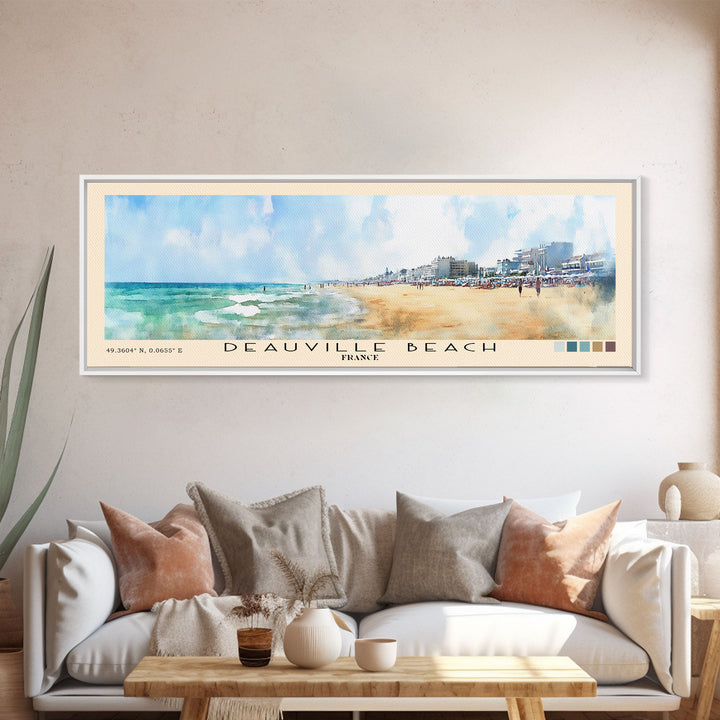Deauville Beach, France Watercolor Print, Vacation Gift, France Wall Art, Beach Painting, Beach Decor, Beach Or Lakehouse Art