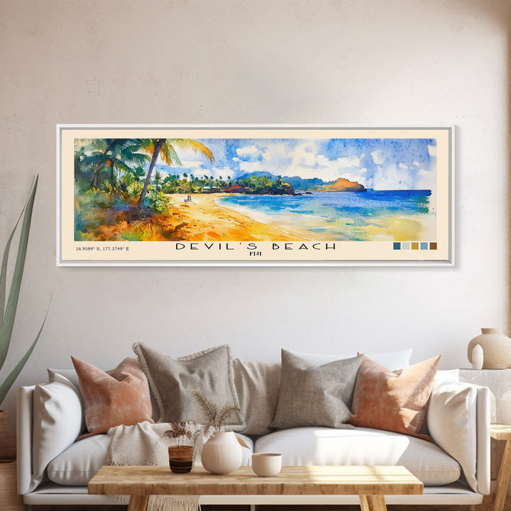 Devil’s Beach, Fiji Watercolor Beach Print, Vacation Gift, Fiji Wall Art, Beach Painting, Beach Decor, Beach Painting