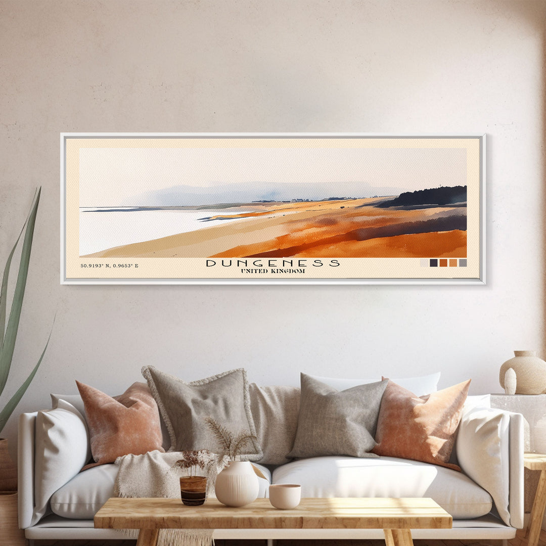 Dungeness, United Kingdom Watercolor Beach Print, Vacation Gift, United Kingdom Wall Art, Beach Painting, Beach Decor, Beach Painting
