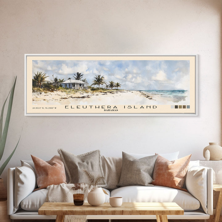 Eleuthera Island, Bahamas Watercolor Print, Vacation Gift, Bahamas Wall Art, Beach Painting, Beach Decor, Large Wall Art, Wood Frame Art