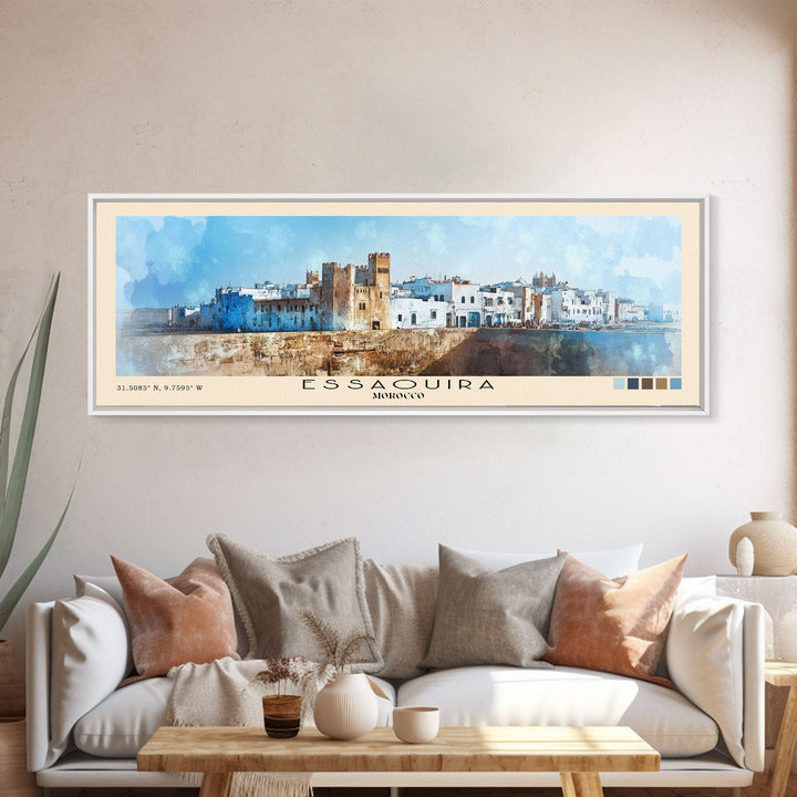 Essaouira, Morocco Watercolor Beach Print, Vacation Gift, Morocco Wall Art, Beach Painting, Beach Decor, Beach Painting