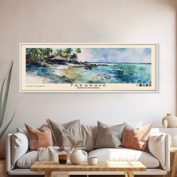 Fakarava, French Polynesia Watercolor Print, Vacation Gift, French Polynesia Wall Art, Vacation Wall Art, Vacatation Memories, Beach Decor, Beach Or Lakehouse Art