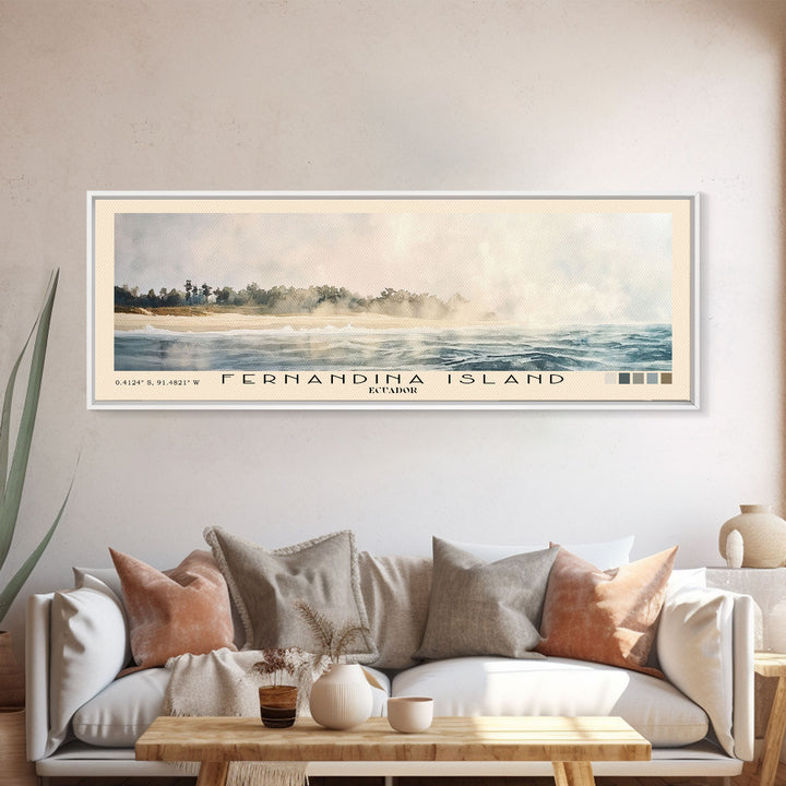 Fernandina Island, Ecuador Watercolor Print, Vacation Gift, Ecuador Wall Art, Vacation Wall Art, Vacatation Memories, Beach Decor, Beach Or Lakehouse Art