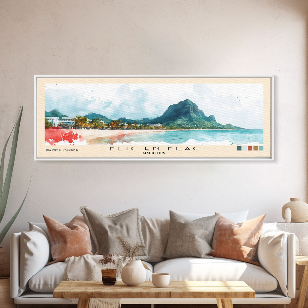 Flic en Flac, Mauritius Watercolor Print, Vacation Gift, Mauritius Wall Art, Beach Painting, Beach Decor, Beach Or Lakehouse Art