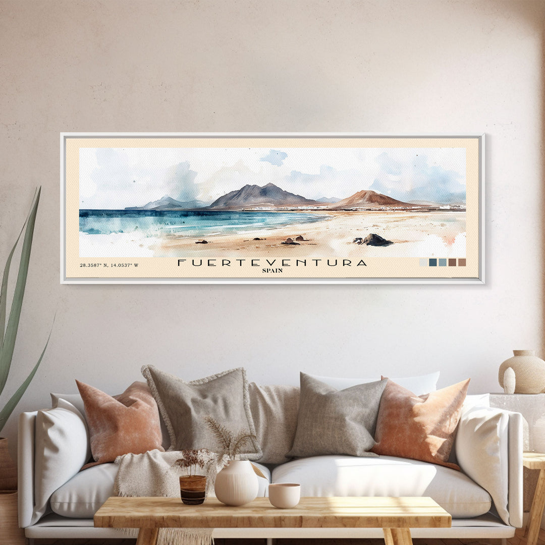 Fuerteventura, Spain Watercolor Print, Vacation Gift, Spain Wall Art, Beach Painting, Beach Decor, Beach Or Lakehouse Art