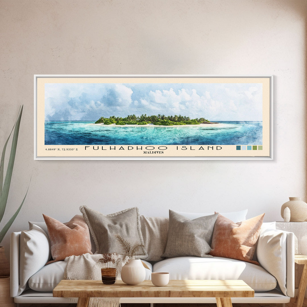 Fulhadhoo Island, Maldives Watercolor Beach Print, Vacation Gift, Maldives Wall Art, Beach Painting, Beach Decor, Beach Painting