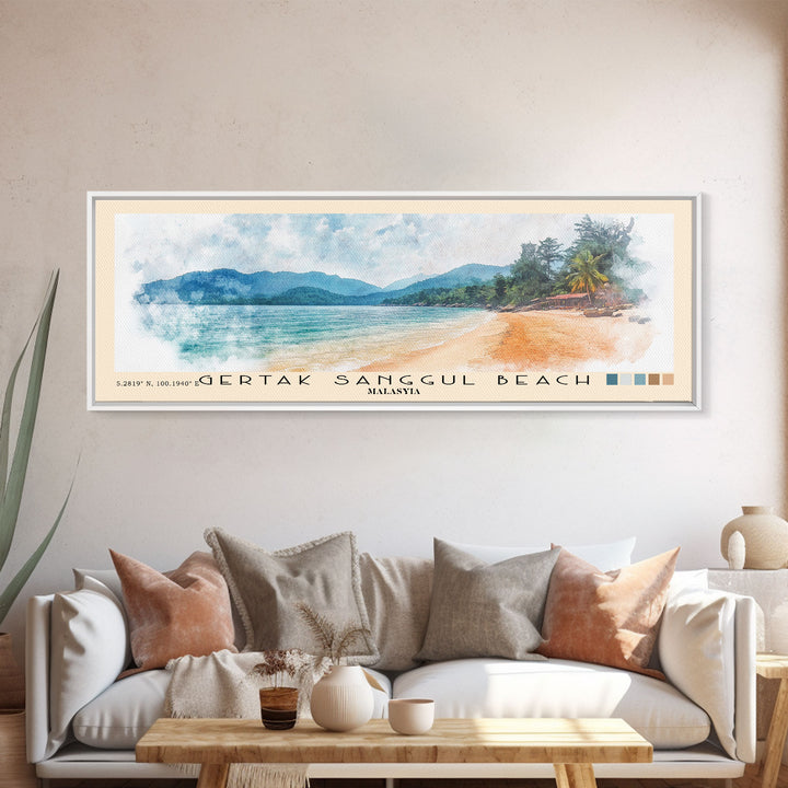 Gertak Sanggul Beach, Malasyia Watercolor Print, Vacation Gift, Malasyia Wall Art, Beach Painting, Beach Decor, Beach Or Lakehouse Art