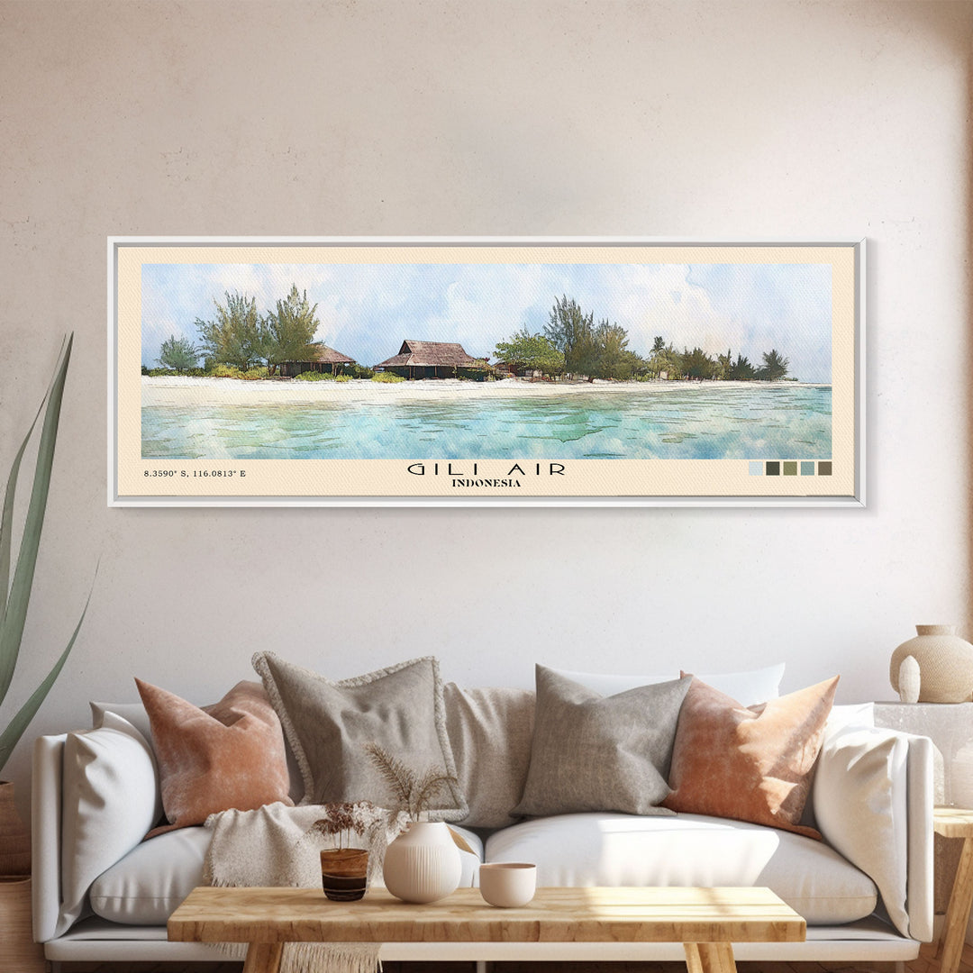 Gili Air, Indonesia Watercolor Print, Vacation Gift, Indonesia Wall Art, Vacation Wall Art, Vacatation Memories, Beach Decor, Beach Or Lakehouse Art