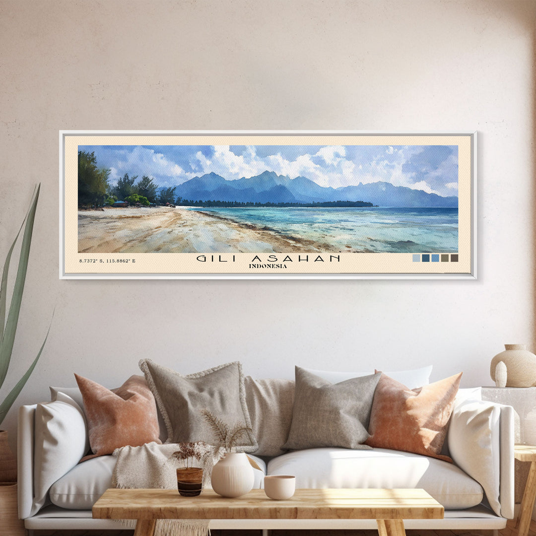 Gili Asahan, Indonesia Watercolor Print, Vacation Gift, Indonesia Wall Art, Beach Painting, Beach Decor, Beach Or Lakehouse Art