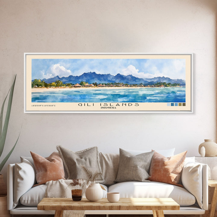 Gili Islands, Indonesia Watercolor Beach Print, Vacation Gift, Indonesia Wall Art, Beach Painting, Beach Decor, Beach Painting