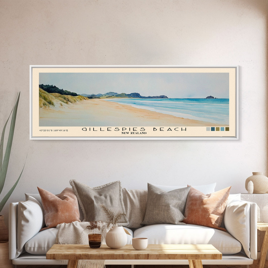 Gillespies Beach, New Zealand Watercolor Print, Vacation Gift, New Zealand Wall Art, Vacation Wall Art, Vacatation Memories, Beach Decor, Beach Or Lakehouse Art