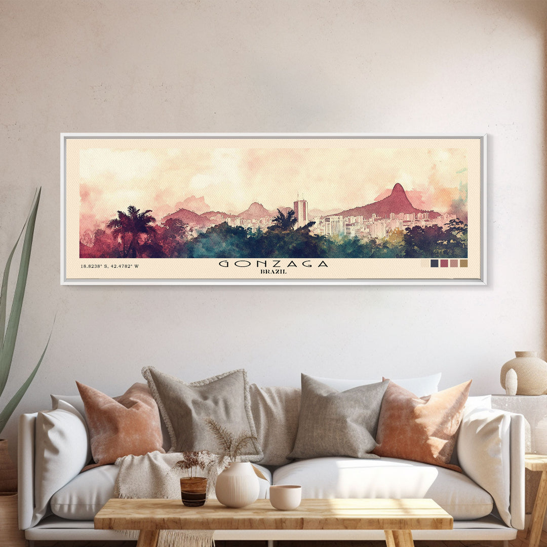 Gonzaga, Brazil Watercolor Beach Print, Vacation Gift, Brazil Wall Art, Beach Painting, Beach Decor, Beach Painting