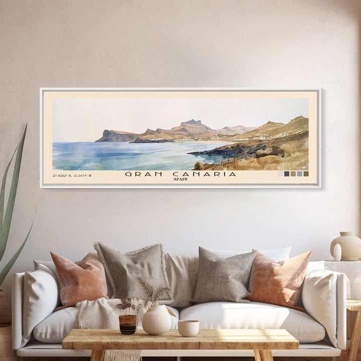 Gran Canaria, Spain Watercolor Beach Print, Vacation Gift, Spain Wall Art, Beach Painting, Beach Decor, Beach Painting