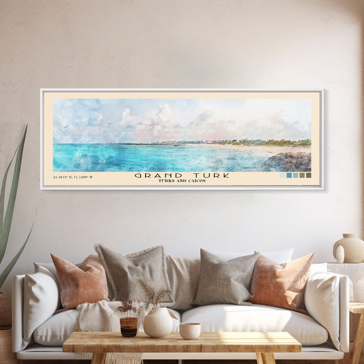 Grand Turk, Turks and Caicos Watercolor Beach Print, Vacation Gift, Turks and Caicos Wall Art, Beach Painting, Beach Decor, Beach Painting