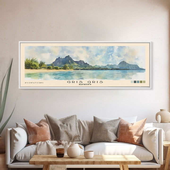 Gris Gris, Mauritius Watercolor Beach Print, Vacation Gift, Mauritius Wall Art, Beach Painting, Beach Decor, Beach Painting