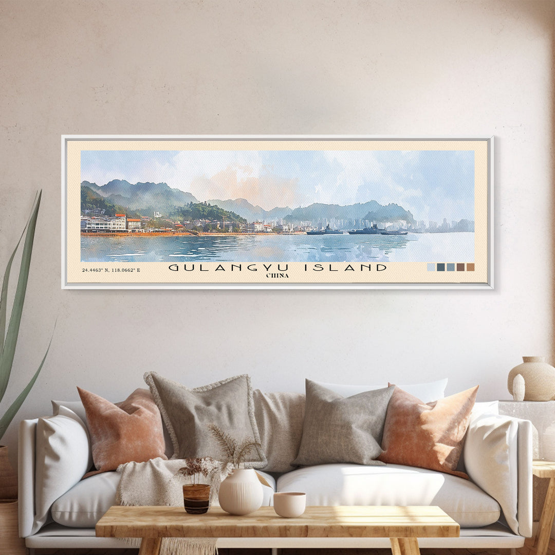 Gulangyu Island, China Watercolor Beach Print, Vacation Gift, China Wall Art, Beach Painting, Beach Decor, Beach Painting