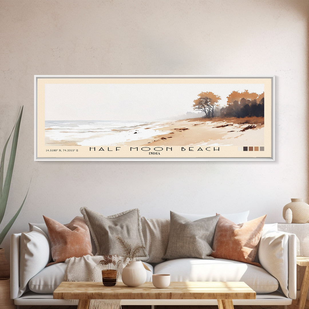 Half Moon Beach, India Watercolor Print, Vacation Gift, India Wall Art, Beach Painting, Beach Decor, Beach Or Lakehouse Art
