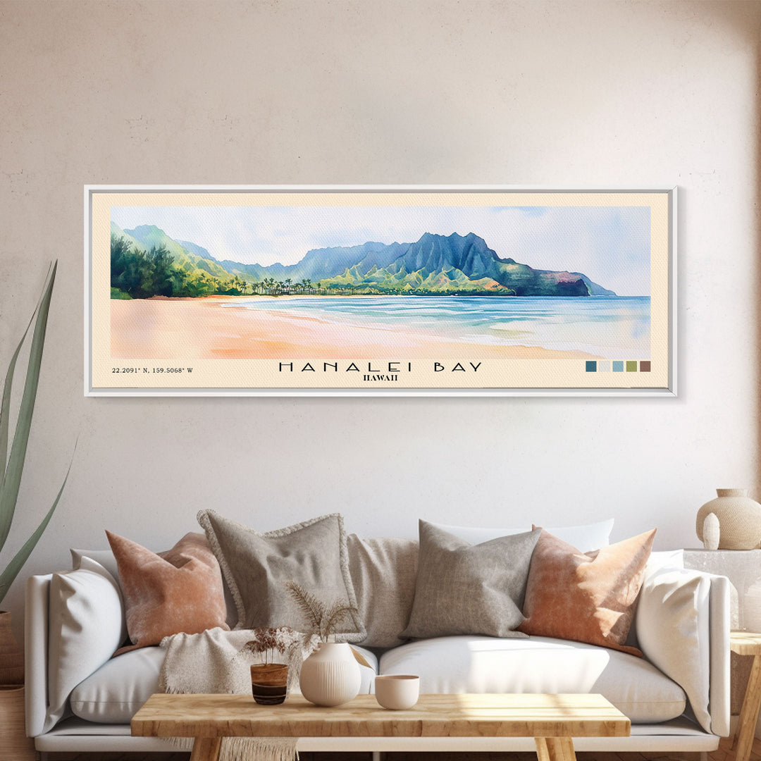 Hanalei Bay, Hawaii Watercolor Print, Vacation Gift, Hawaii Wall Art, Vacation Wall Art, Vacatation Memories, Beach Decor, Beach Or Lakehouse Art