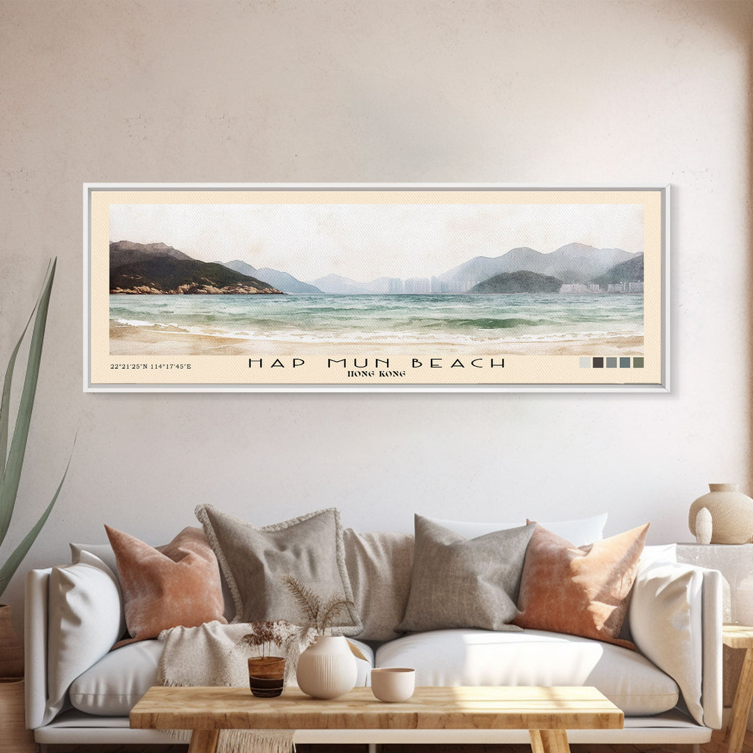 Hap Mun Beach, Hong Kong Watercolor Print, Vacation Gift, Hong Kong Wall Art, Beach Painting, Beach Decor, Beach Or Lakehouse Art