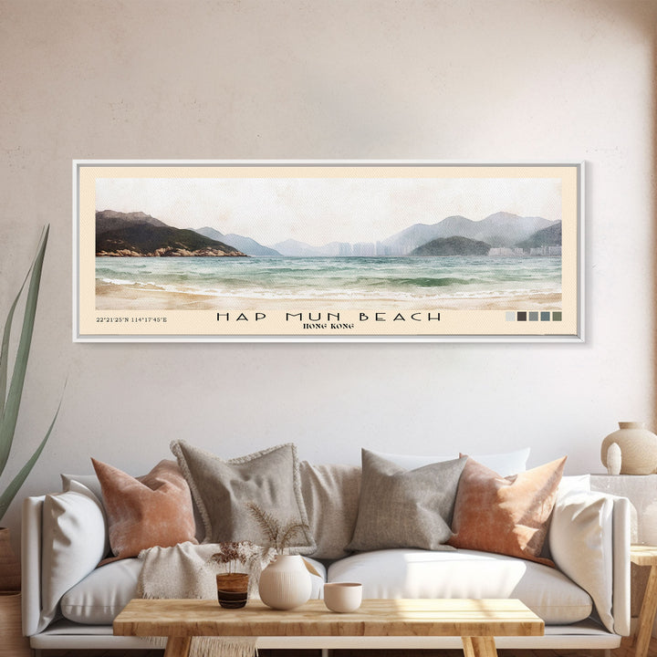 Hap Mun Beach, Hong Kong Watercolor Print, Vacation Gift, Hong Kong Wall Art, Beach Painting, Beach Decor, Beach Or Lakehouse Art