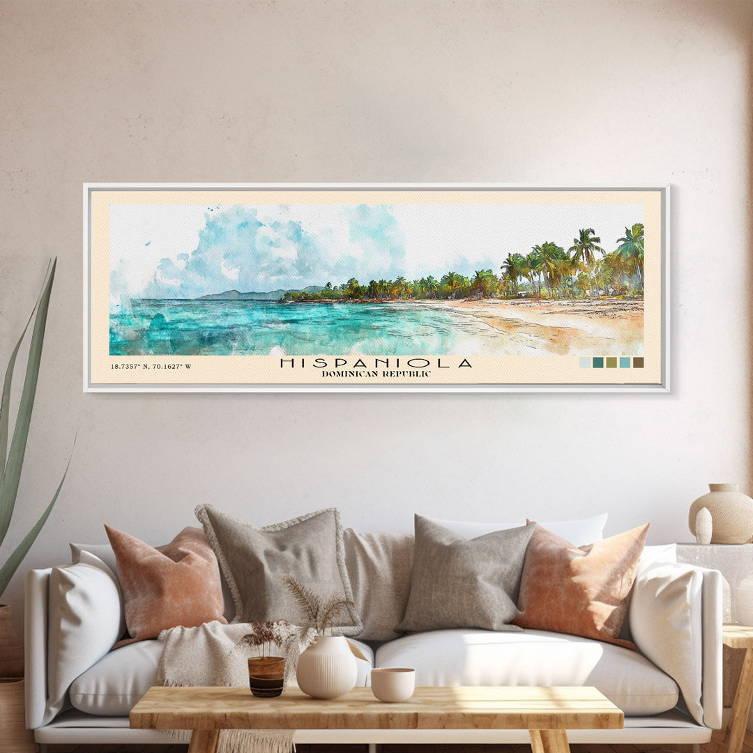 Hispaniola, Dominican Republic Watercolor Beach Print, Vacation Gift, Dominican Republic Wall Art, Beach Painting, Beach Decor, Beach Painting