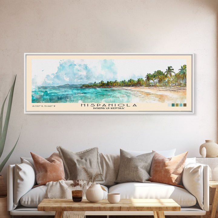 Hispaniola, Dominican Republic Watercolor Beach Print, Vacation Gift, Dominican Republic Wall Art, Beach Painting, Beach Decor, Beach Painting
