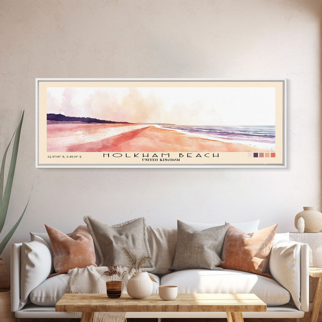 Holkham Beach, United Kingdom Watercolor Beach Print, Vacation Gift, United Kingdom Wall Art, Beach Painting, Beach Decor, Beach Painting