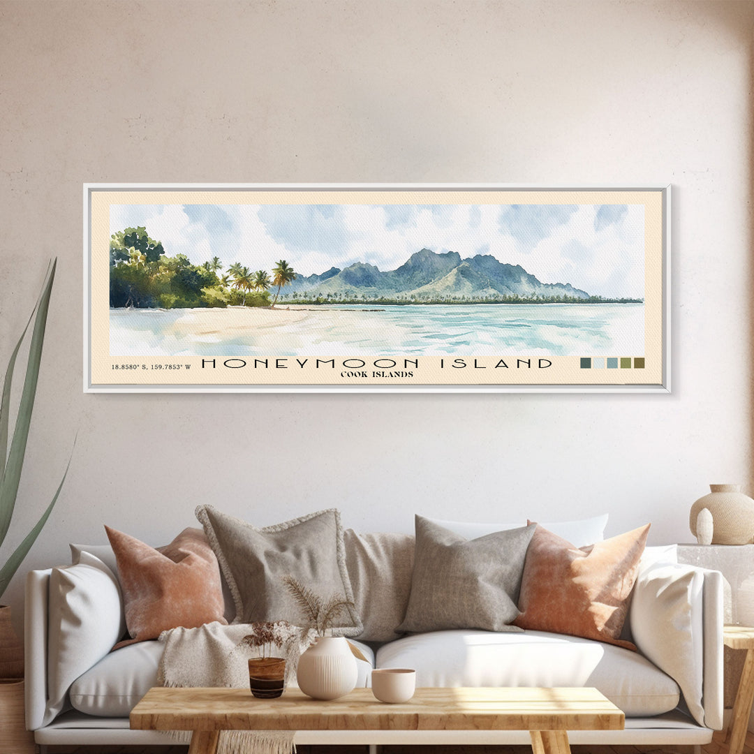 Honeymoon Island, Cook Islands Watercolor Print, Vacation Gift, Cook Islands Wall Art, Beach Painting, Beach Decor, Beach Or Lakehouse Art