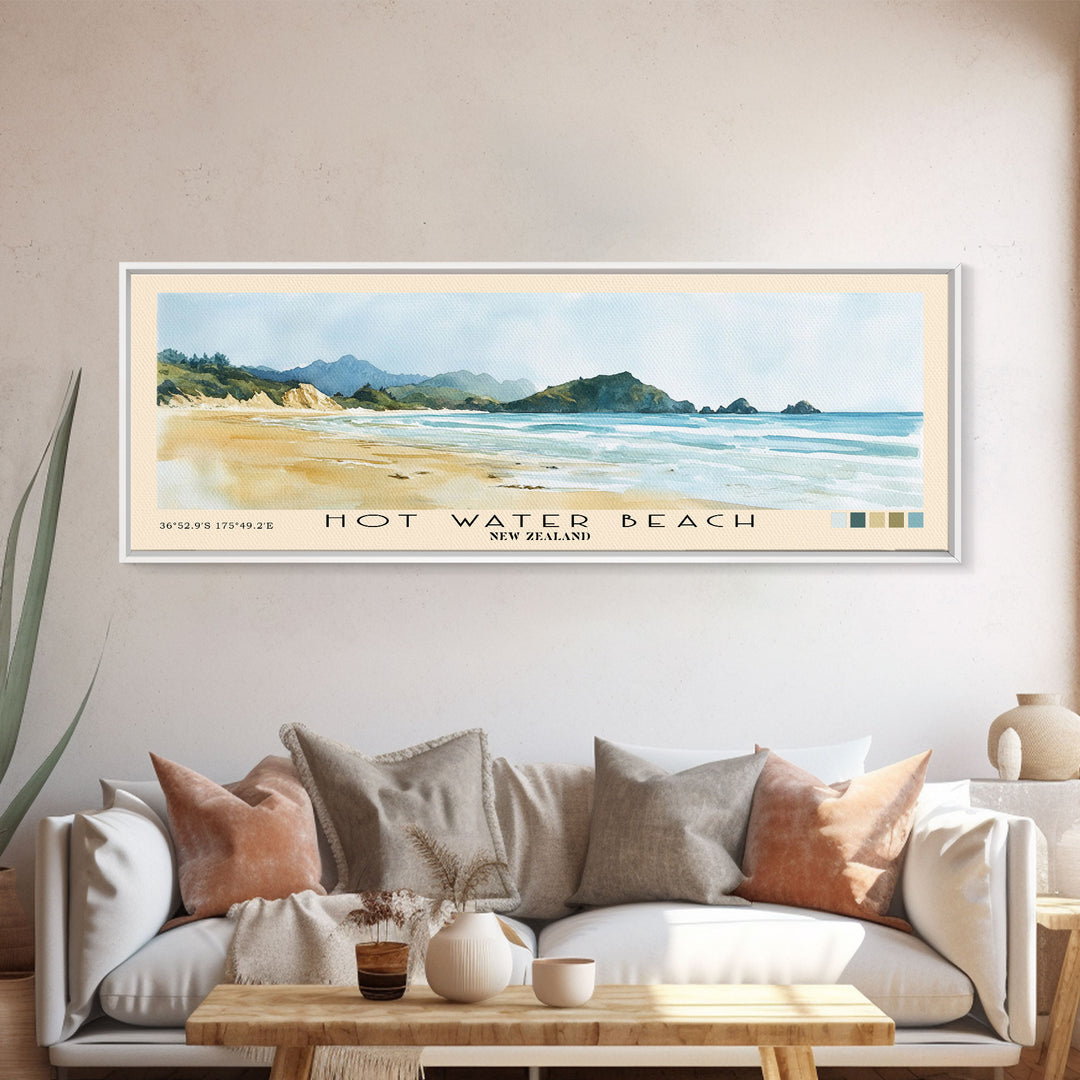 Hot Water Beach, New Zealand Watercolor Print, Vacation Gift, New Zealand Wall Art, Beach Painting, Beach Decor, Beach Or Lakehouse Art