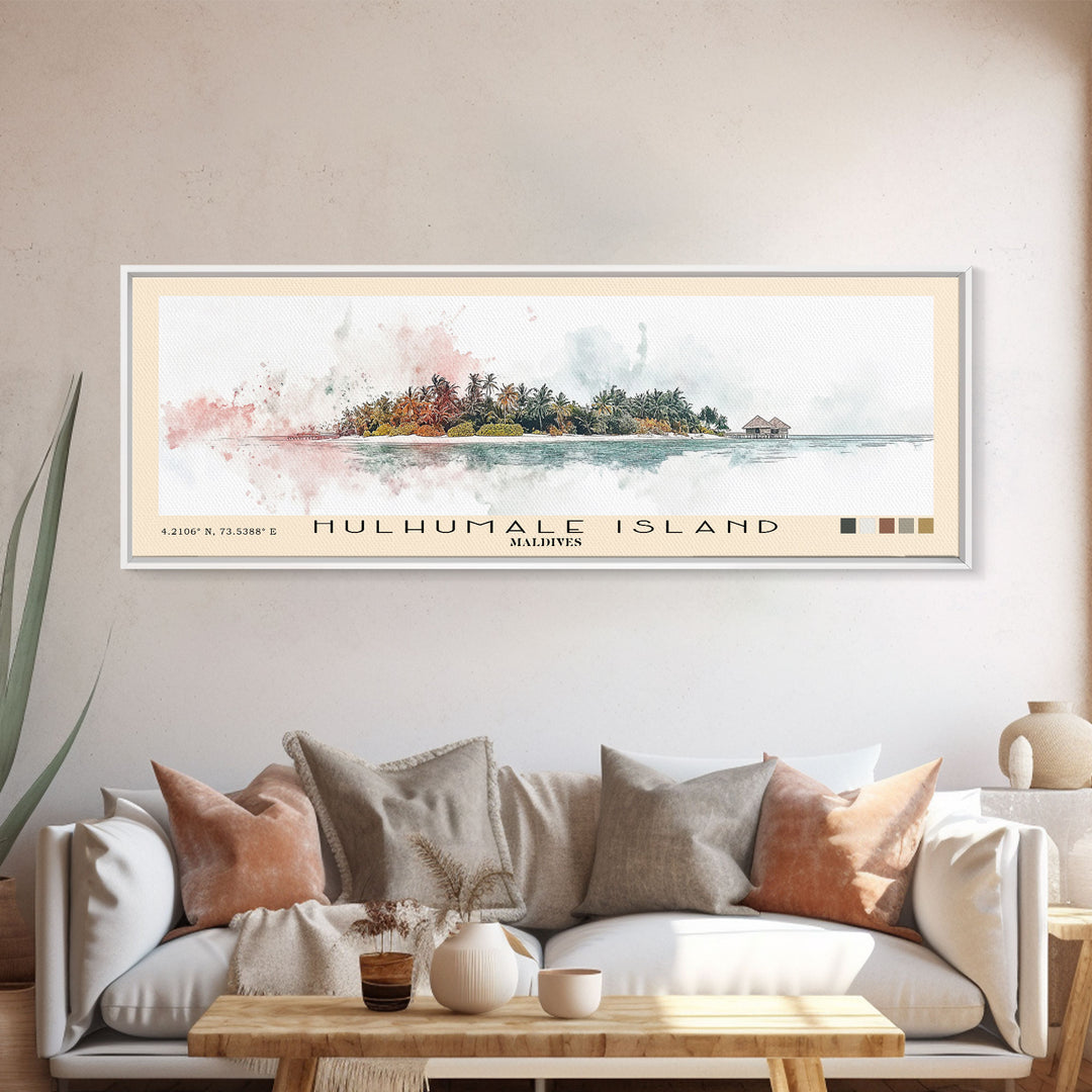 Hulhumale Island, Maldives Watercolor Print, Vacation Gift, Maldives Wall Art, Vacation Wall Art, Vacatation Memories, Beach Decor, Beach Or Lakehouse Art