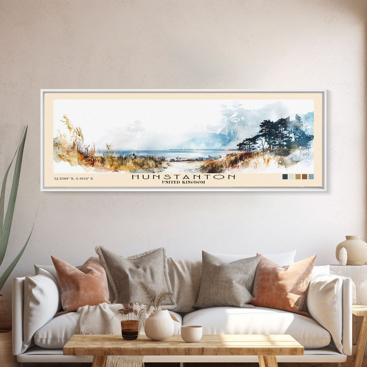 Hunstanton, United Kingdom Watercolor Print, Vacation Gift, United Kingdom Wall Art, Beach Painting, Beach Decor, Beach Or Lakehouse Art