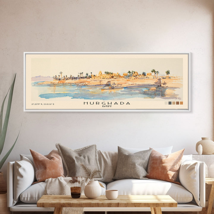 Hurghada, Egypt Watercolor Beach Print, Vacation Gift, Egypt Wall Art, Beach Painting, Beach Decor, Beach Painting