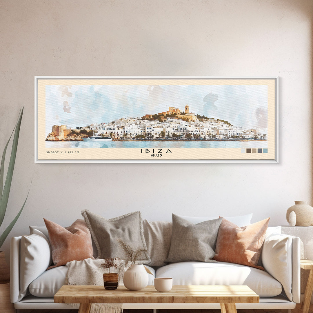 Ibiza, Spain Watercolor Print, Vacation Gift, Spain Wall Art, Beach Painting, Beach Decor, Beach Or Lakehouse Art