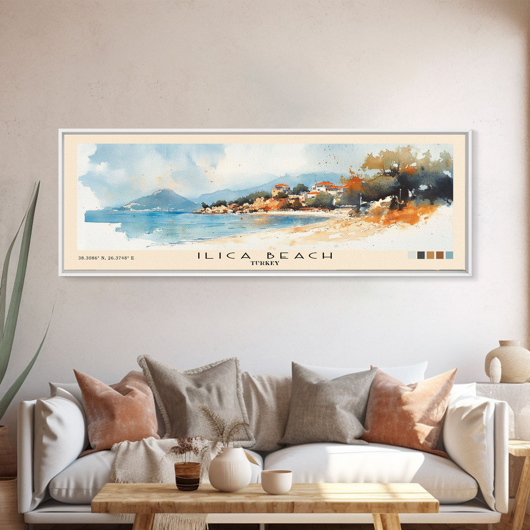 Ilıca Beach, Turkey Watercolor Beach Print, Vacation Gift, Turkey Wall Art, Beach Painting, Beach Decor, Beach Painting