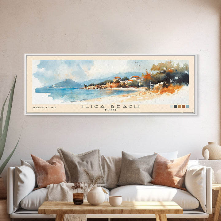 Ilıca Beach, Turkey Watercolor Beach Print, Vacation Gift, Turkey Wall Art, Beach Painting, Beach Decor, Beach Painting