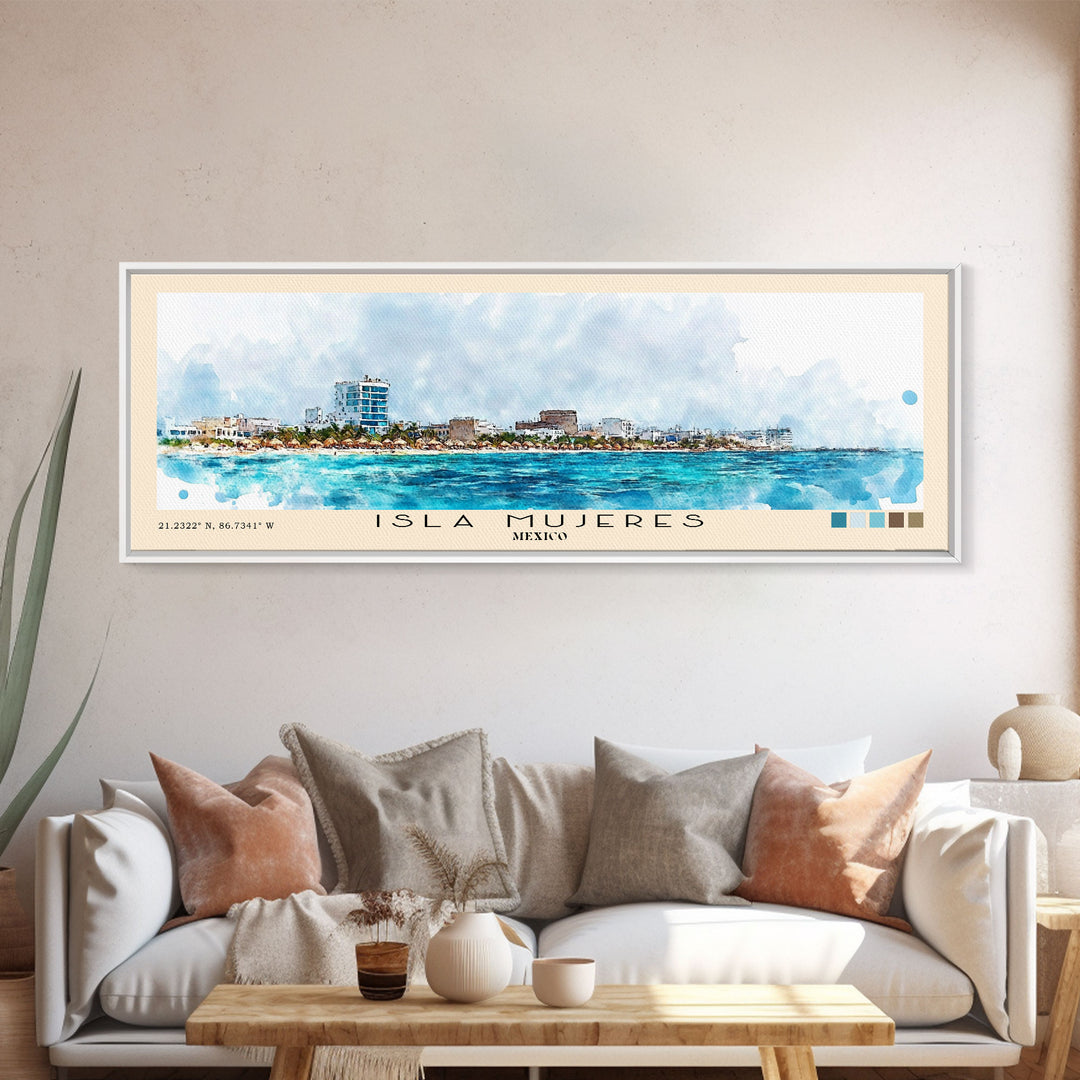 Isla Mujeres, Mexico Watercolor Beach Print, Vacation Gift, Mexico Wall Art, Beach Painting, Beach Decor, Beach Painting