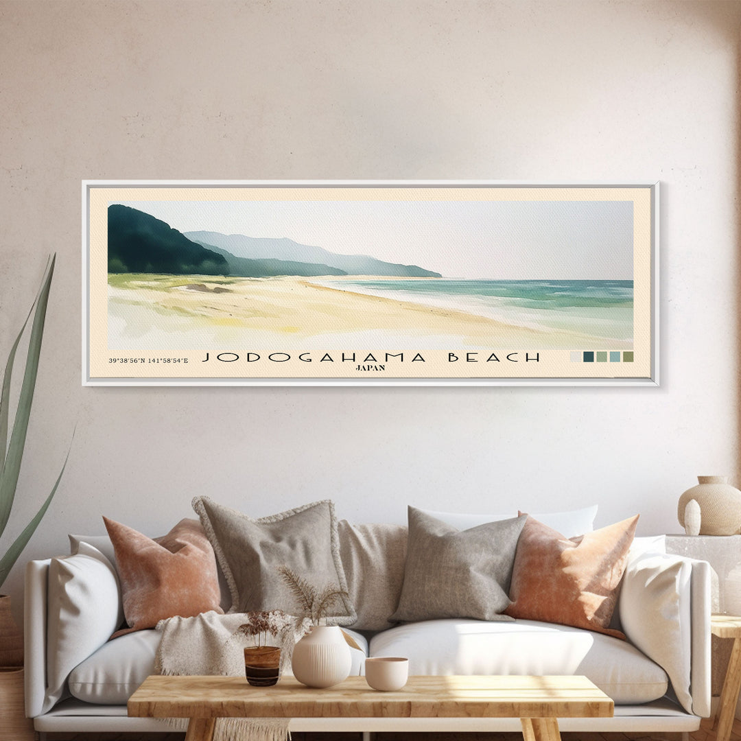 Jodogahama Beach, Japan Watercolor Print, Vacation Gift, Japan Wall Art, Beach Painting, Beach Decor, Beach Or Lakehouse Art