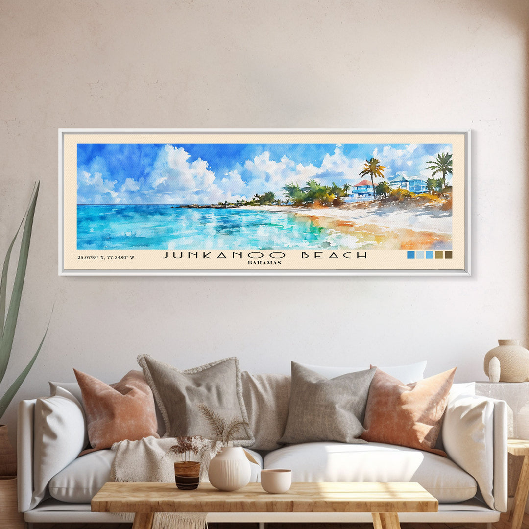 Junkanoo Beach, Bahamas Watercolor Print, Vacation Gift, Bahamas Wall Art, Beach Painting, Beach Decor, Beach Or Lakehouse Art