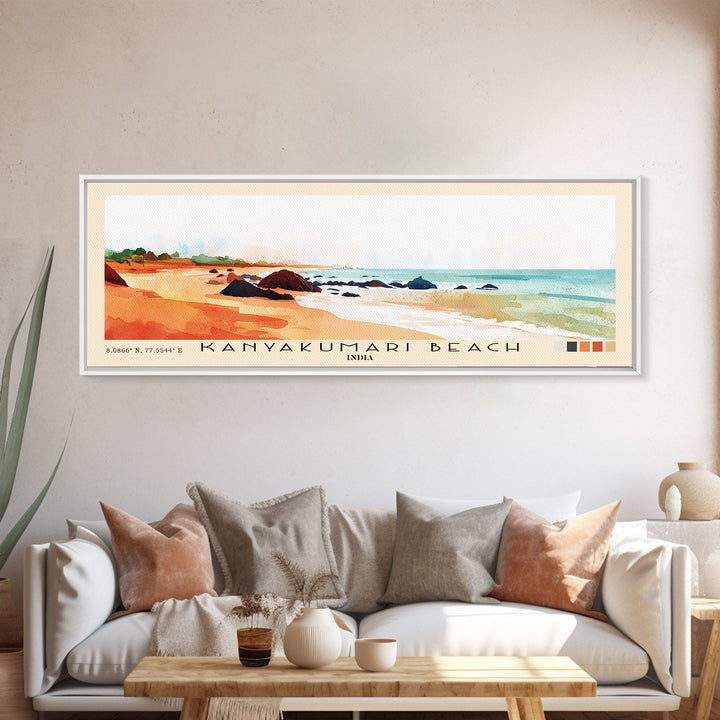 Kanyakumari Beach, India Watercolor Print, Vacation Gift, India Wall Art, Vacation Wall Art, Vacatation Memories, Beach Decor, Beach Or Lakehouse Art