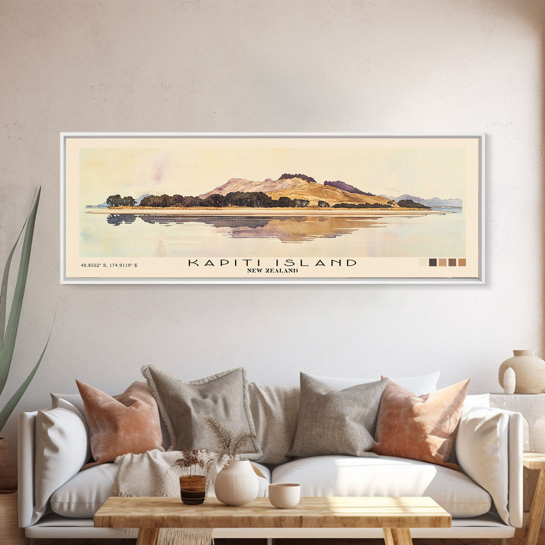 Kapiti Island, New Zealand Watercolor Print, Vacation Gift, New Zealand Wall Art, Beach Painting, Beach Decor, Beach Or Lakehouse Art