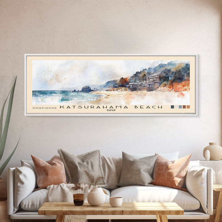 Katsurahama Beach, Japan Watercolor Print, Vacation Gift, Japan Wall Art, Vacation Wall Art, Vacatation Memories, Beach Decor, Beach Or Lakehouse Art
