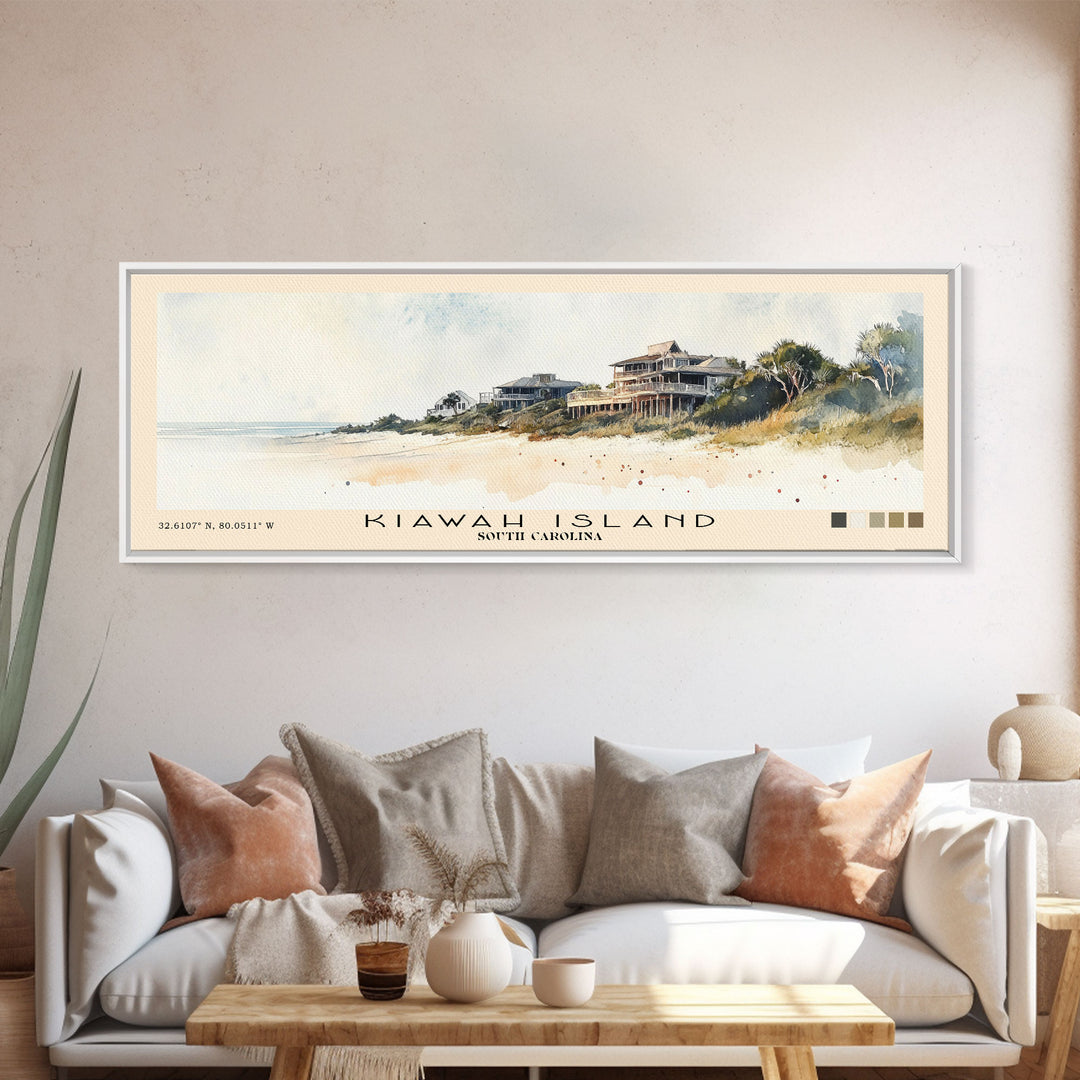 Kiawah Island, South Carolina Watercolor Print, Vacation Gift, South Carolina Wall Art, Beach Painting, Beach Decor, Large Wall Art, Wood Frame Art