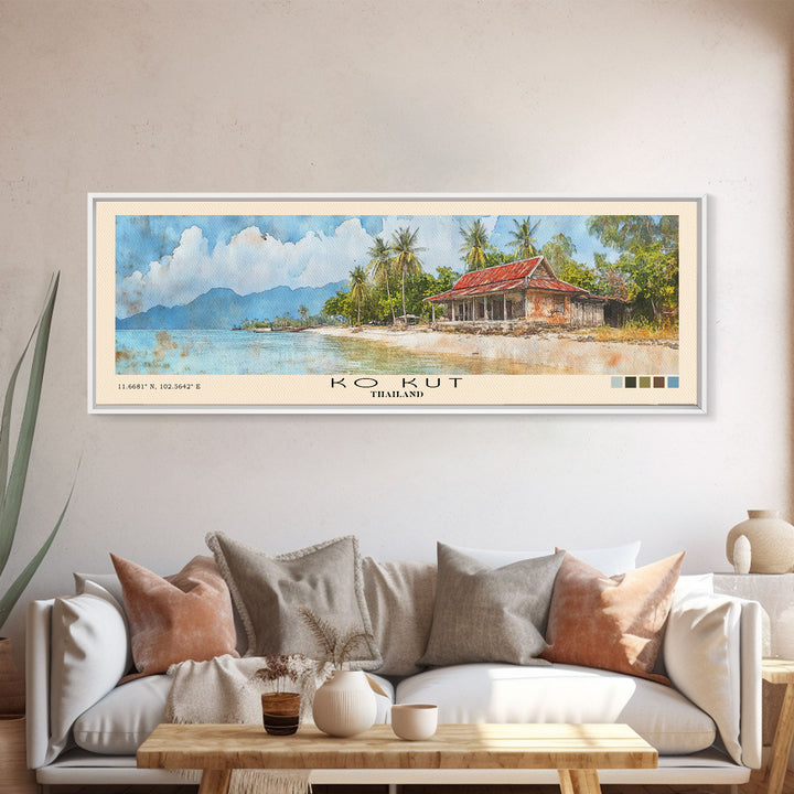 Ko Kut, Thailand Watercolor Print, Vacation Gift, Thailand Wall Art, Beach Painting, Beach Decor, Beach Or Lakehouse Art