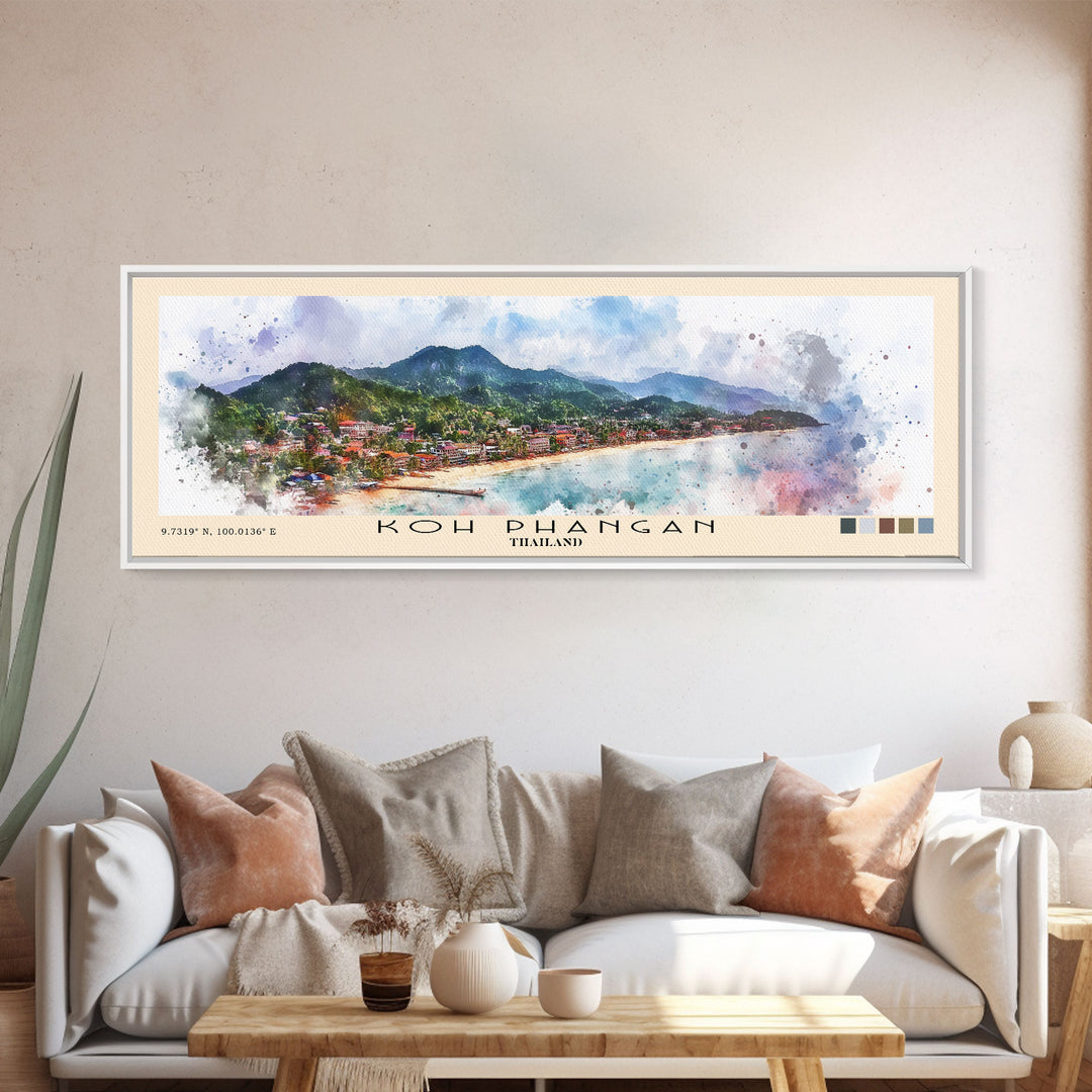 Koh Phangan, Thailand Watercolor Print, Vacation Gift, Thailand Wall Art, Beach Painting, Beach Decor, Beach Or Lakehouse Art