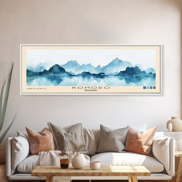 Komodo, Indonesia Watercolor Print, Vacation Gift, Indonesia Wall Art, Beach Painting, Beach Decor, Beach Or Lakehouse Art
