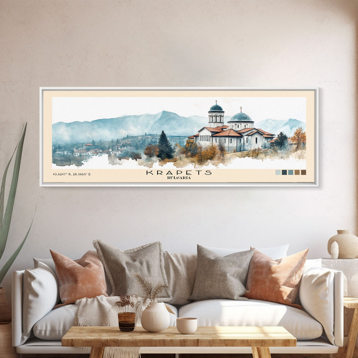 Krapets, Bulgaria Watercolor Print, Vacation Gift, Bulgaria Wall Art, Beach Painting, Beach Decor, Beach Or Lakehouse Art