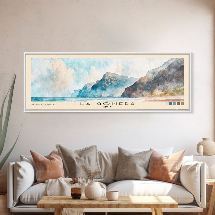 La Gomera, Spain Watercolor Print, Vacation Gift, Spain Wall Art, Vacation Wall Art, Vacatation Memories, Beach Decor, Beach Or Lakehouse Art